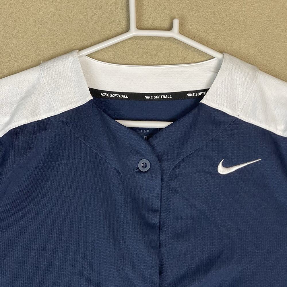 Nike Team Softball Jersey Womens M Blue Athletic Stretch Button Front - Picture 2 of 11